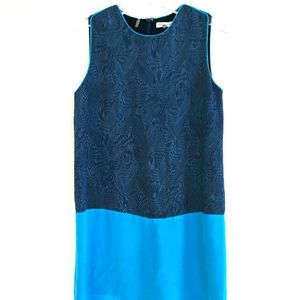 Rebecca Taylor 6 Colorblock Blue Silk Shift Dress